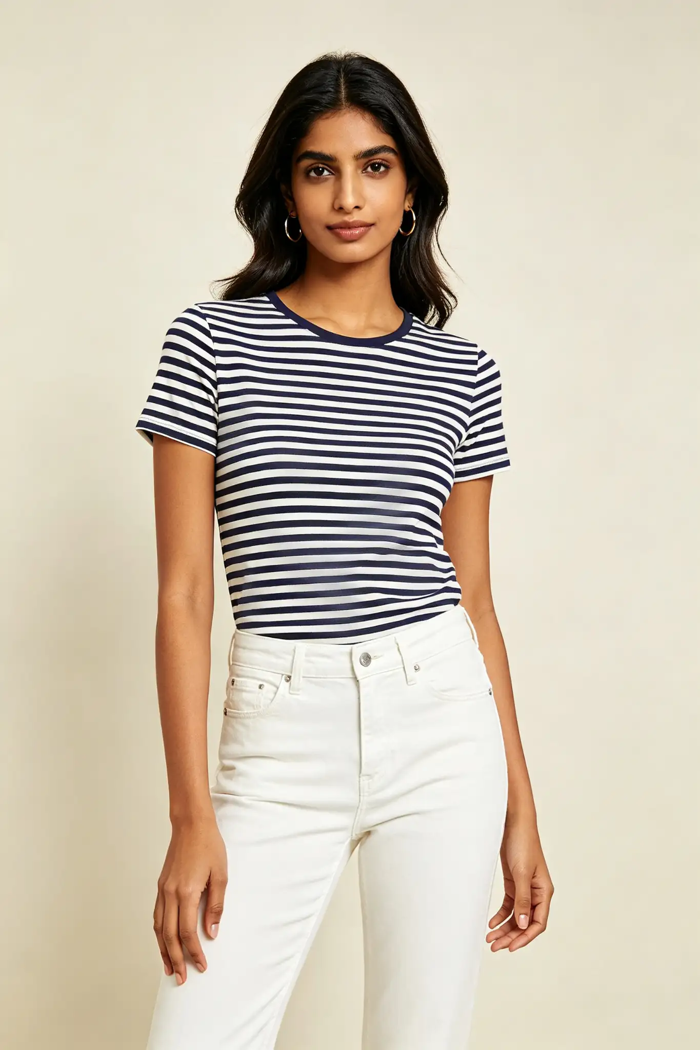 Striped Top - Navy & White - image 2