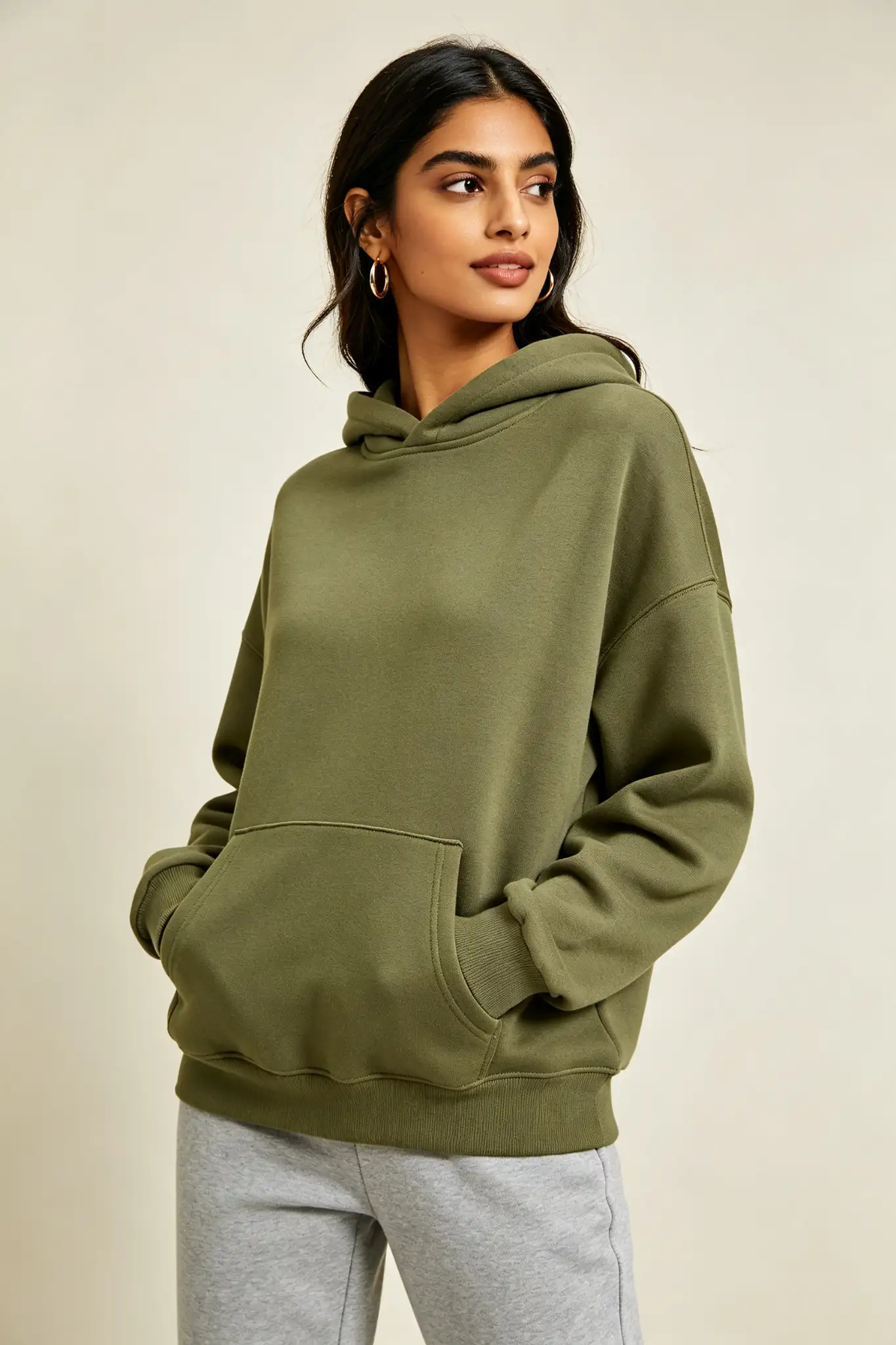 Olive Green Relaxed Hoodie - image 3