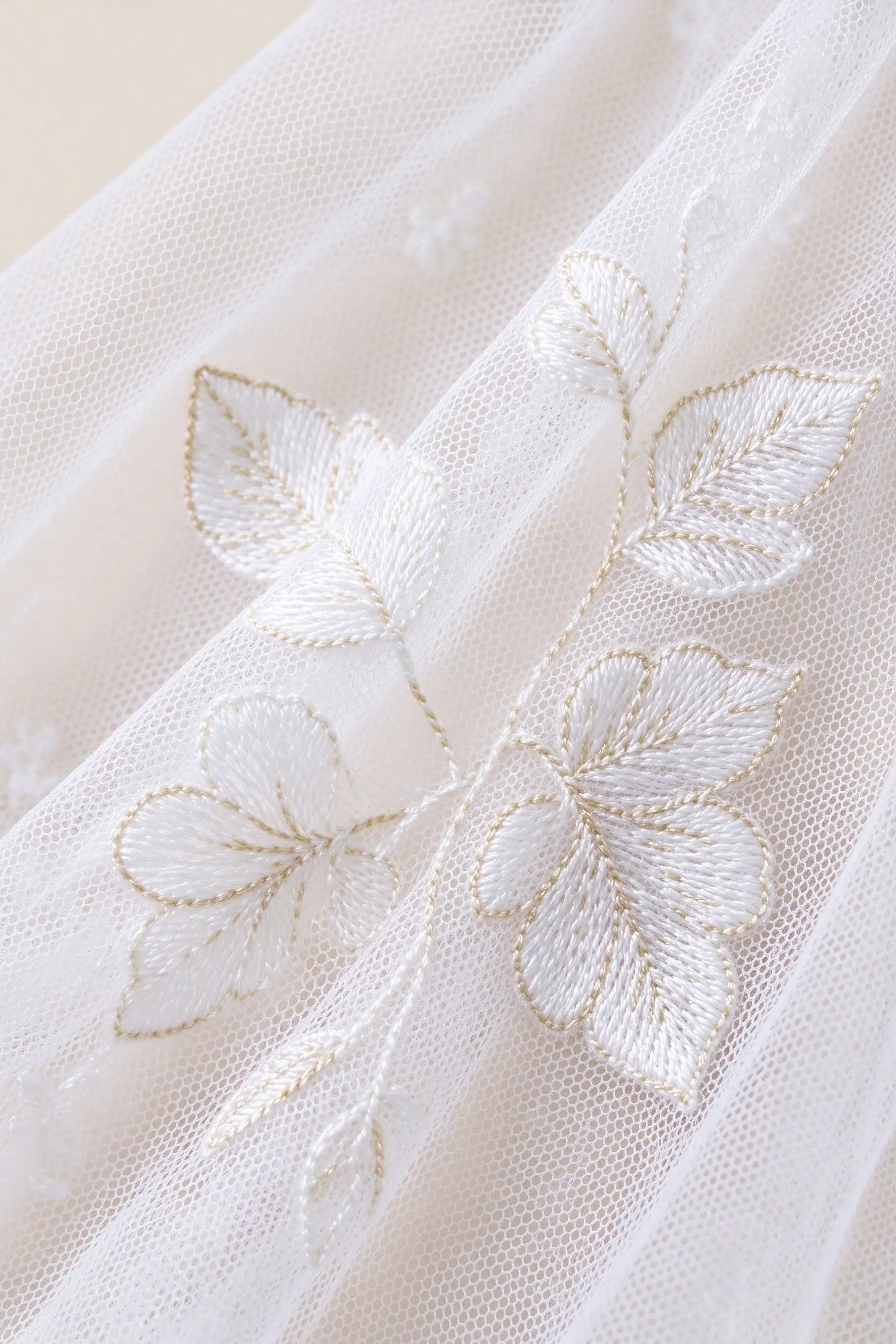 Net Embroidered Dupatta - White - image 5