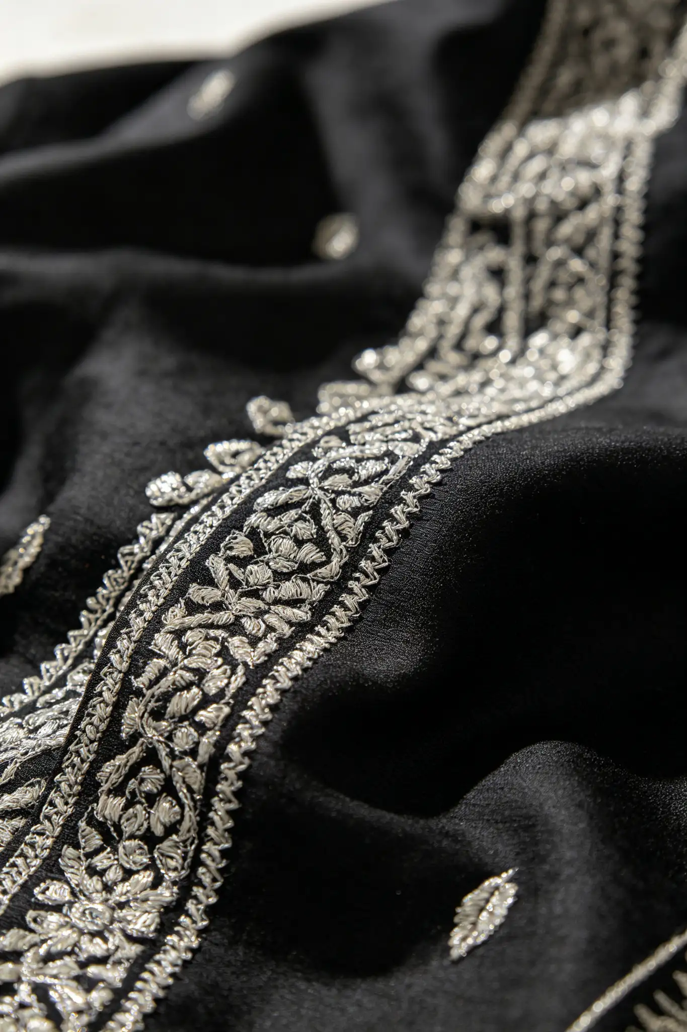 Black Slim Fit Embroidered Sherwani - Party - image 5