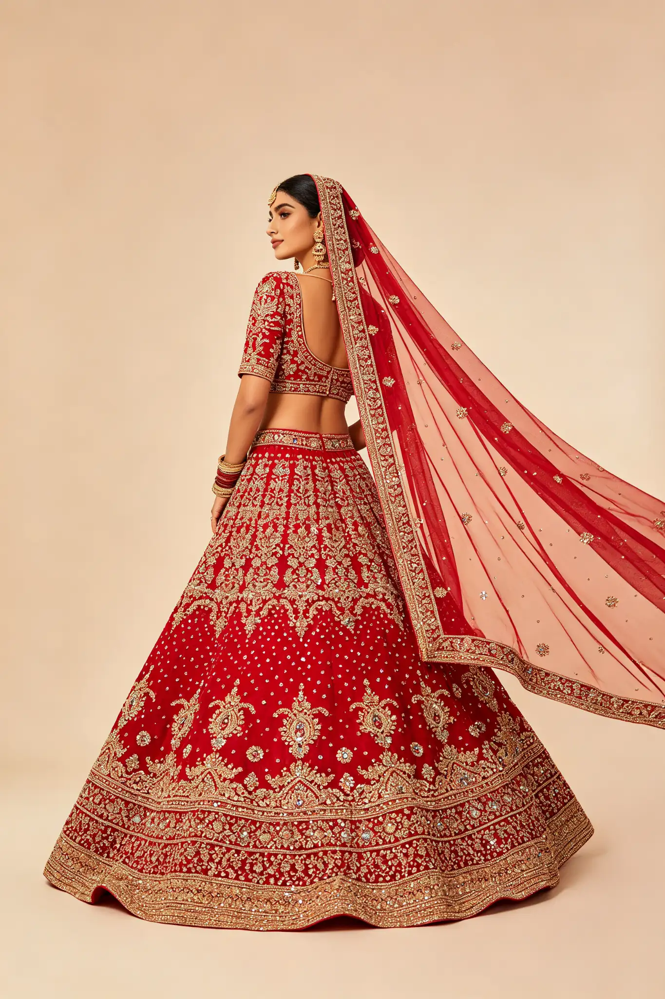 Bridal Red Lehenga Choli - Heavy Embroidery - image 4