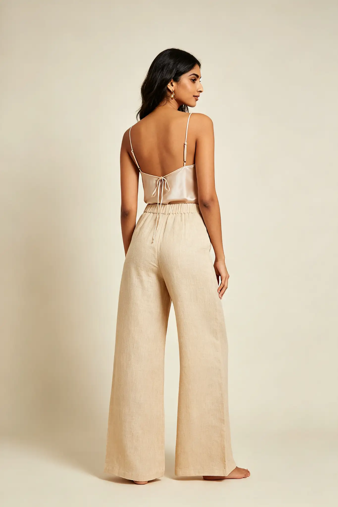 Beige Linen Wide Pants - Premium - image 4