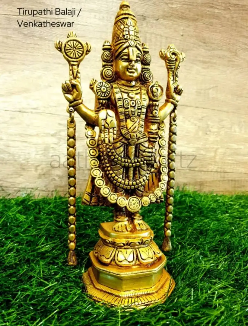 Tirupathi Balaji/ Venkateshwar / Balaji Sculpture with Maalai - Large Size 2 - image 3