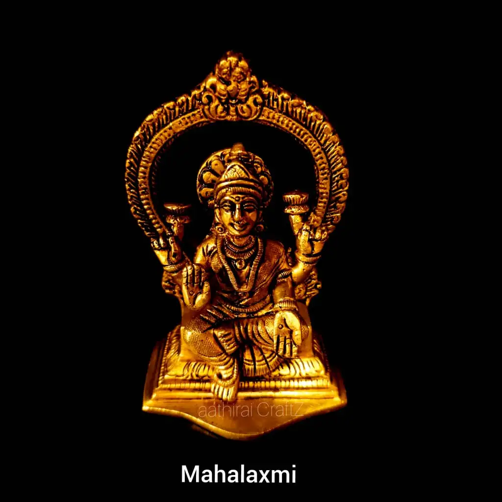 Frame Laksmi Statue Brass Antique Finish Mahalaxmi Tiruvachi - image 3
