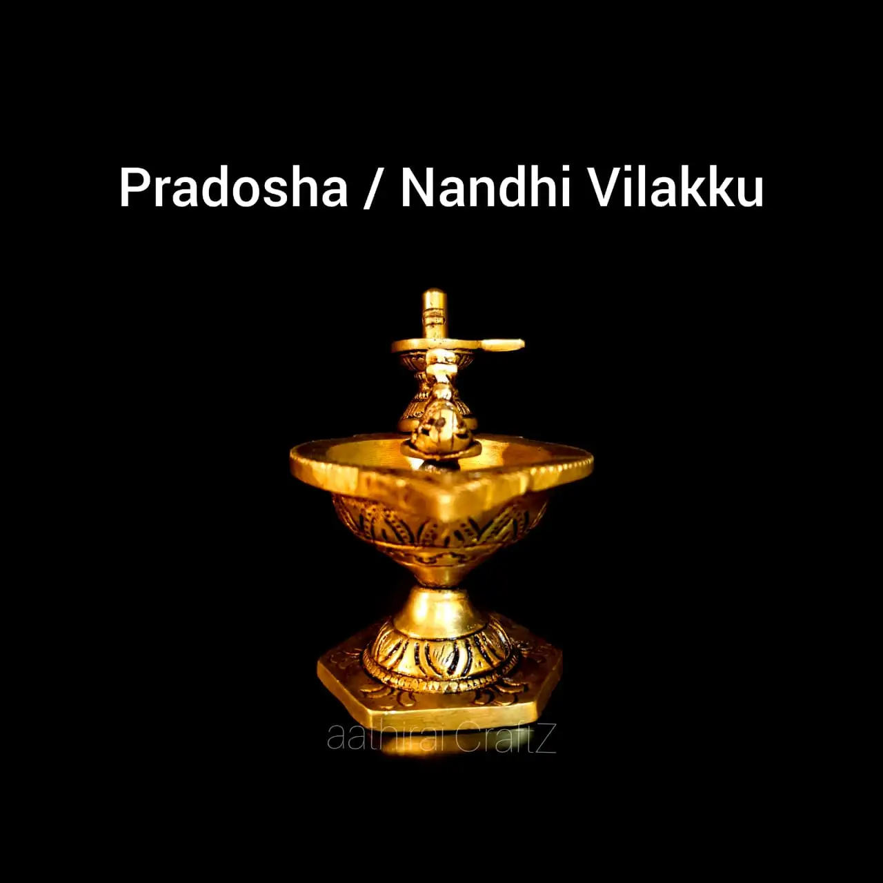 Pradosha Lamp / Nandhi Vilakku Statue Brass Antique Finish - image 3