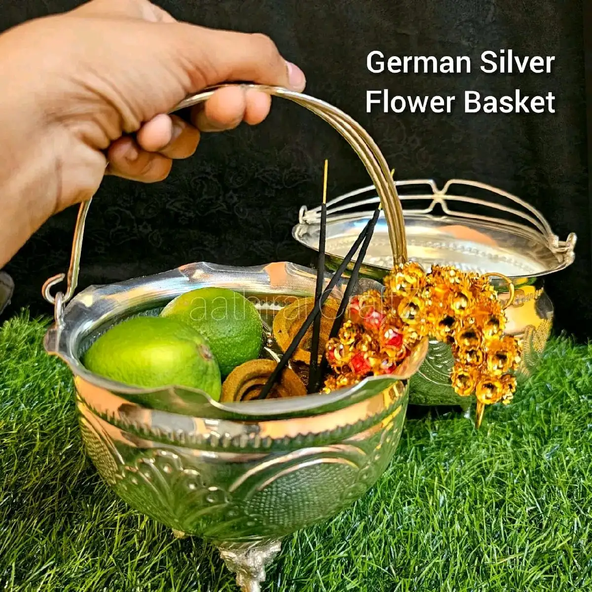 German Silver Flower Basket - image 3