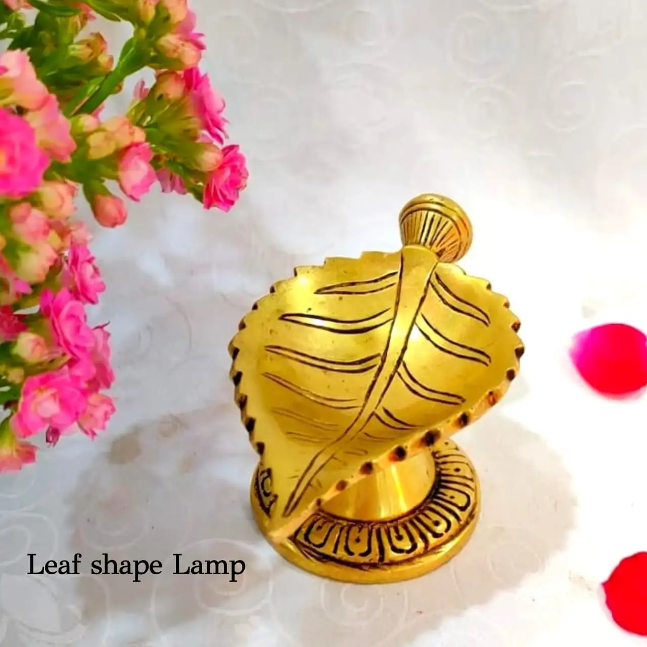 Leaf shaped Diya / Lamp Brass Antique Finish - image 3