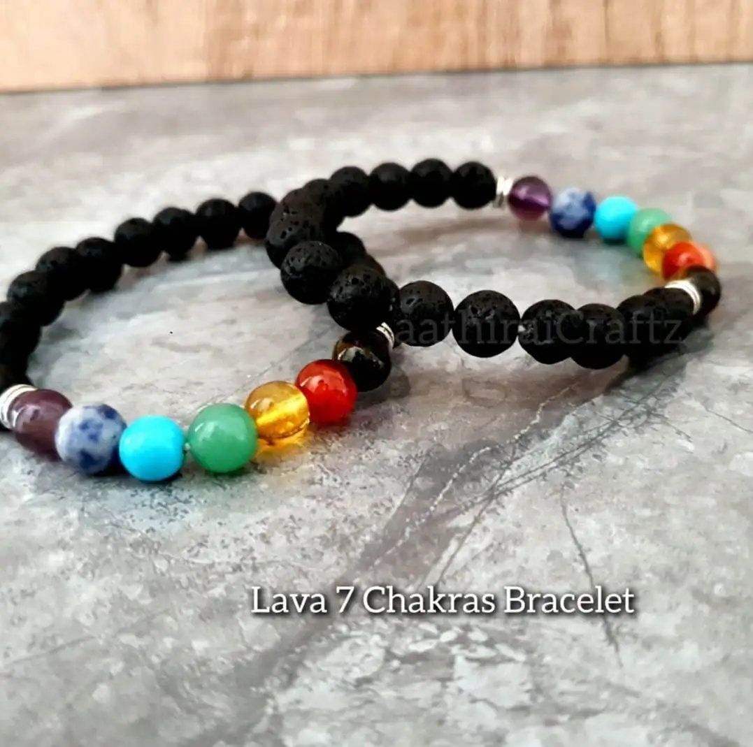 Lava 7 Chakras Bracelet / 7 Chakras Lava Stone Bracelet