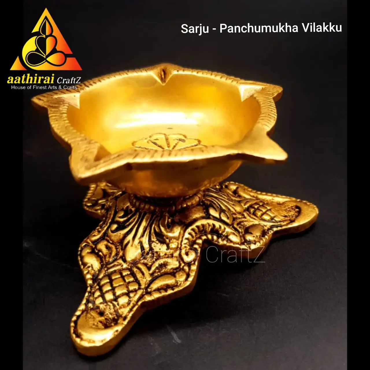 Sarju - Panchumukha Vilaku / Five Faces Lamp / 3 Leg Base - image 3