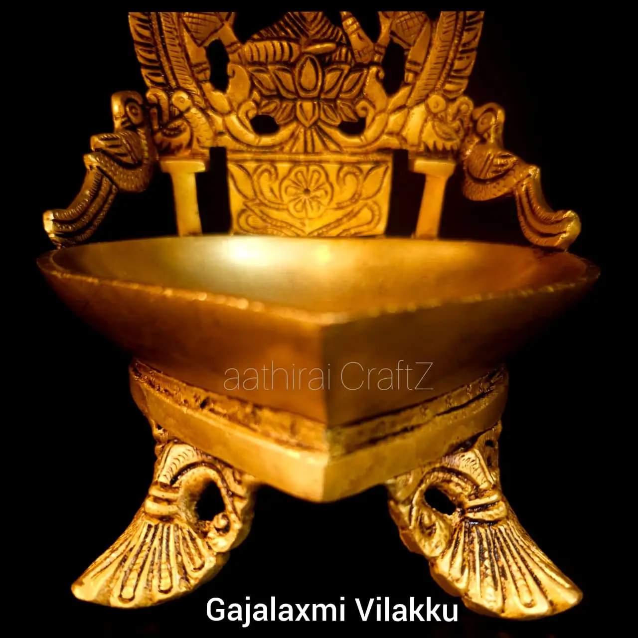 Big Heart Gaja Laxmi Lamp / Heart Lakshmi Lamp Brass Antique Finish - image 3