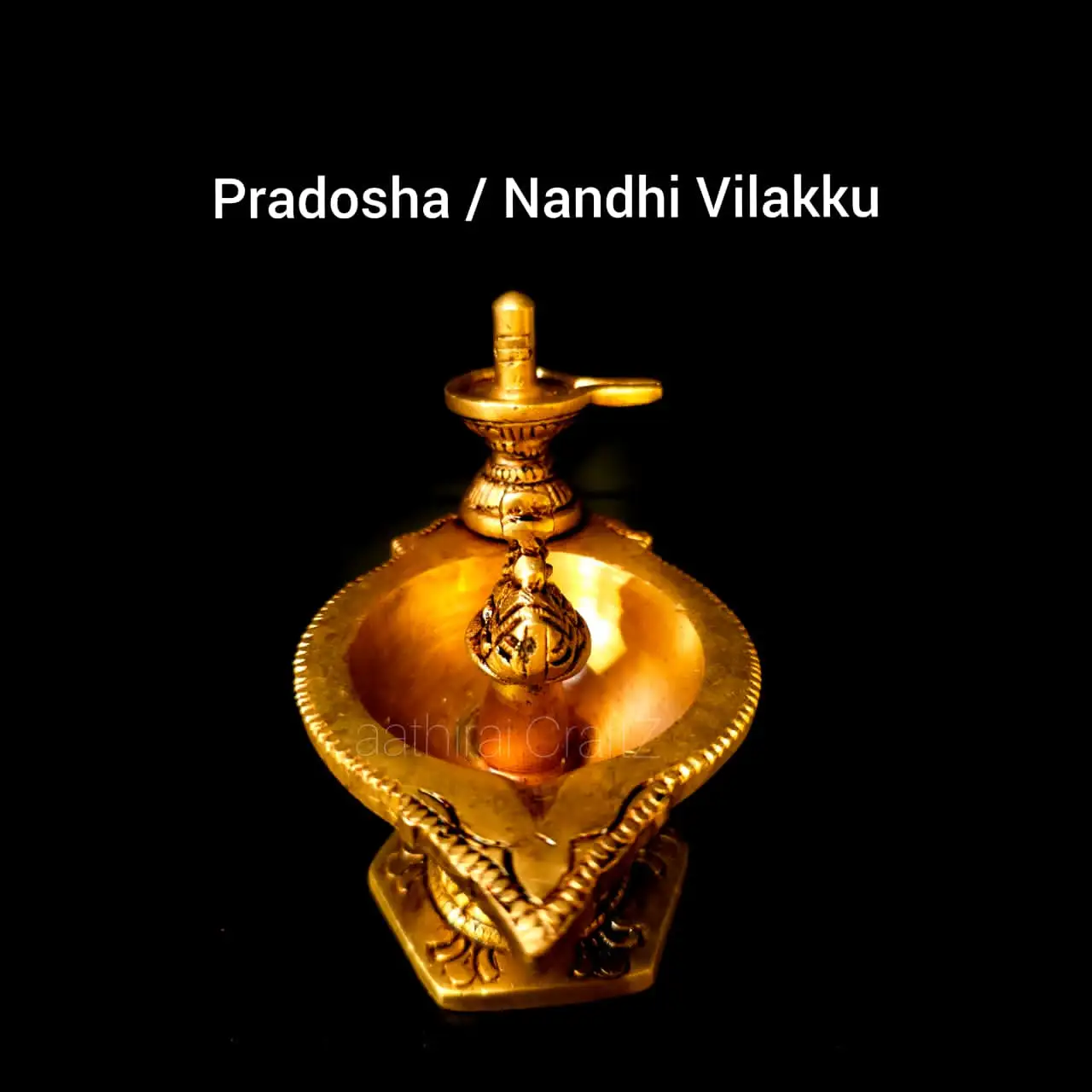 Pradosha Lamp / Nandhi Vilakku Statue Brass Antique Finish - image 4