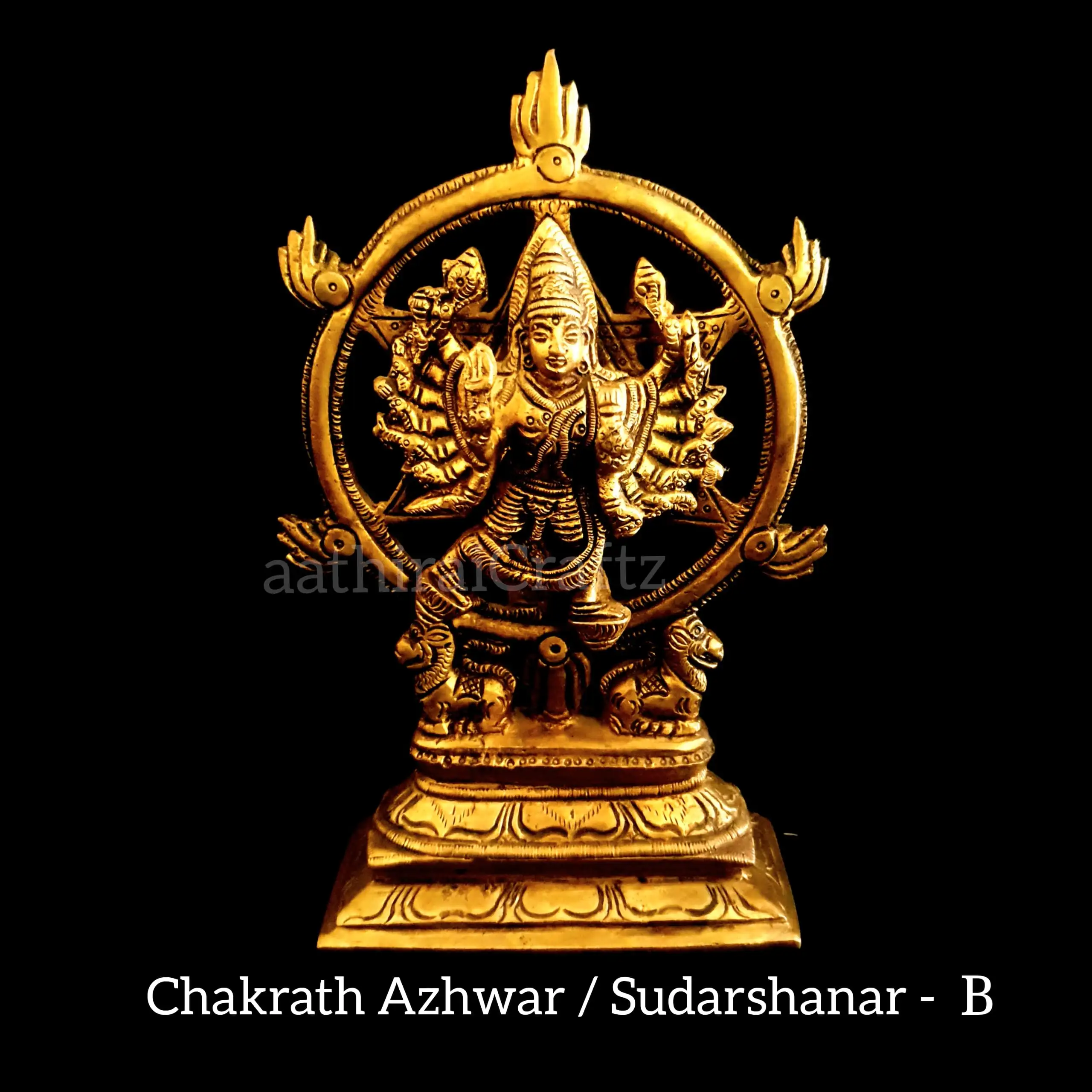 Chakrath Azhwar / Sudarshanar Brass Antique Finish - Large - image 2