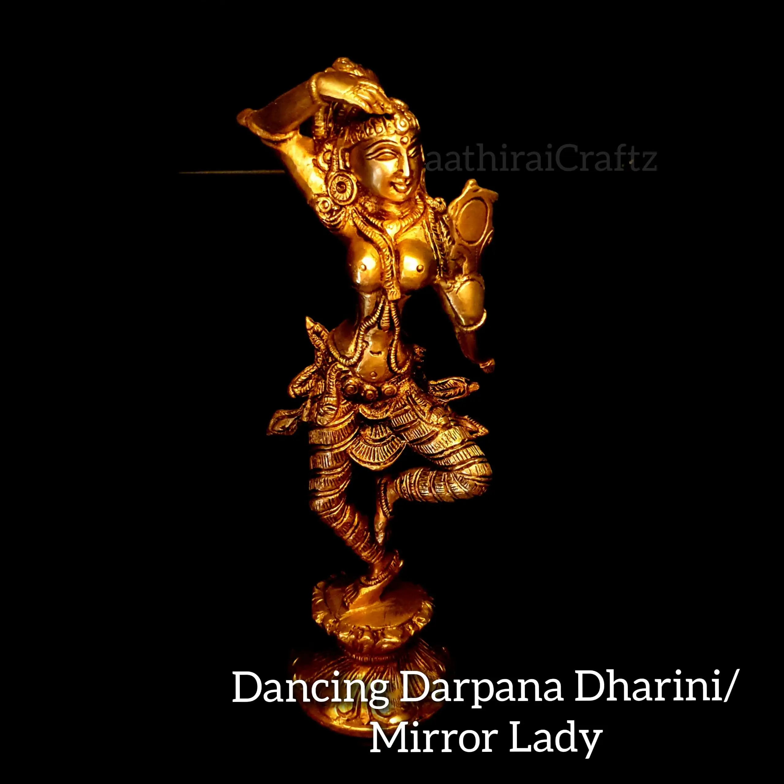 Dancing Darpana Dharini / Mirror Lady Brass Antique Finish