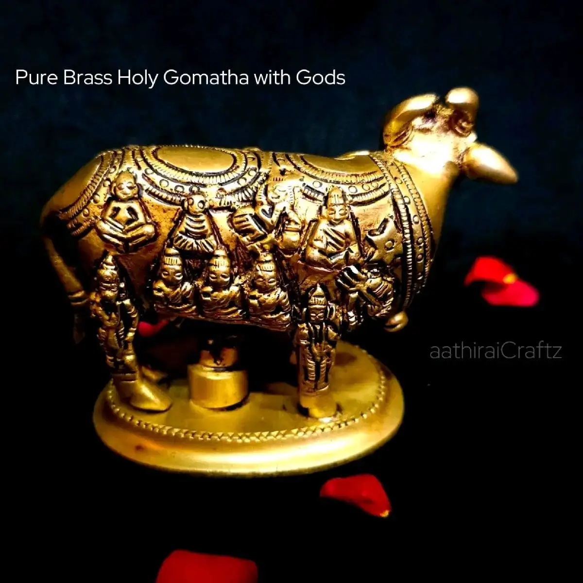 Pure Brass Holy Gomatha with Gods Grand Masterpiece / Cow and Calf - image 4