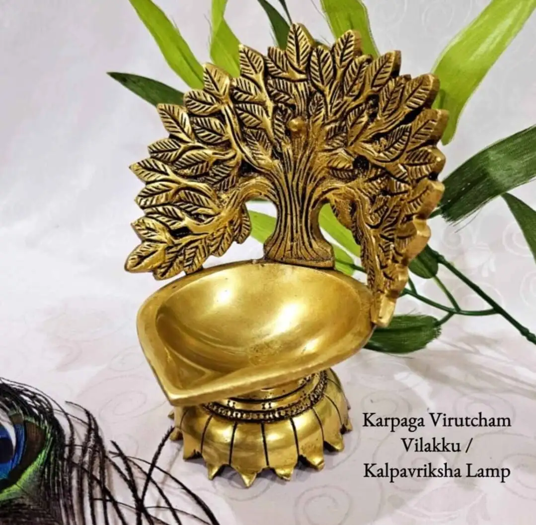 Kalpavriksha Tree / Karpaga Virutcham Lamp Brass Antique Finish - image 2