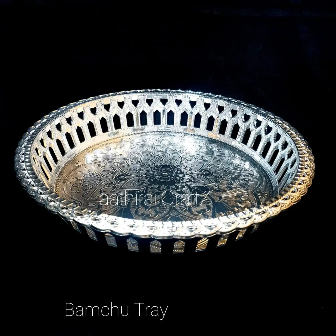 Bamchu Silver Pooja / Decorative Plate  Bamchu Silver Pooja Tray - image 3