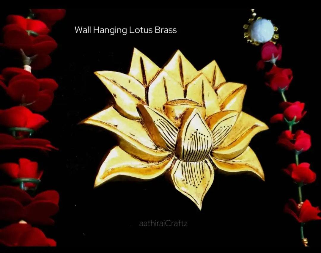 Wall Hanging Lotus Brass Antique Finish / Tamarai Malar Hanging Sculpture - image 3