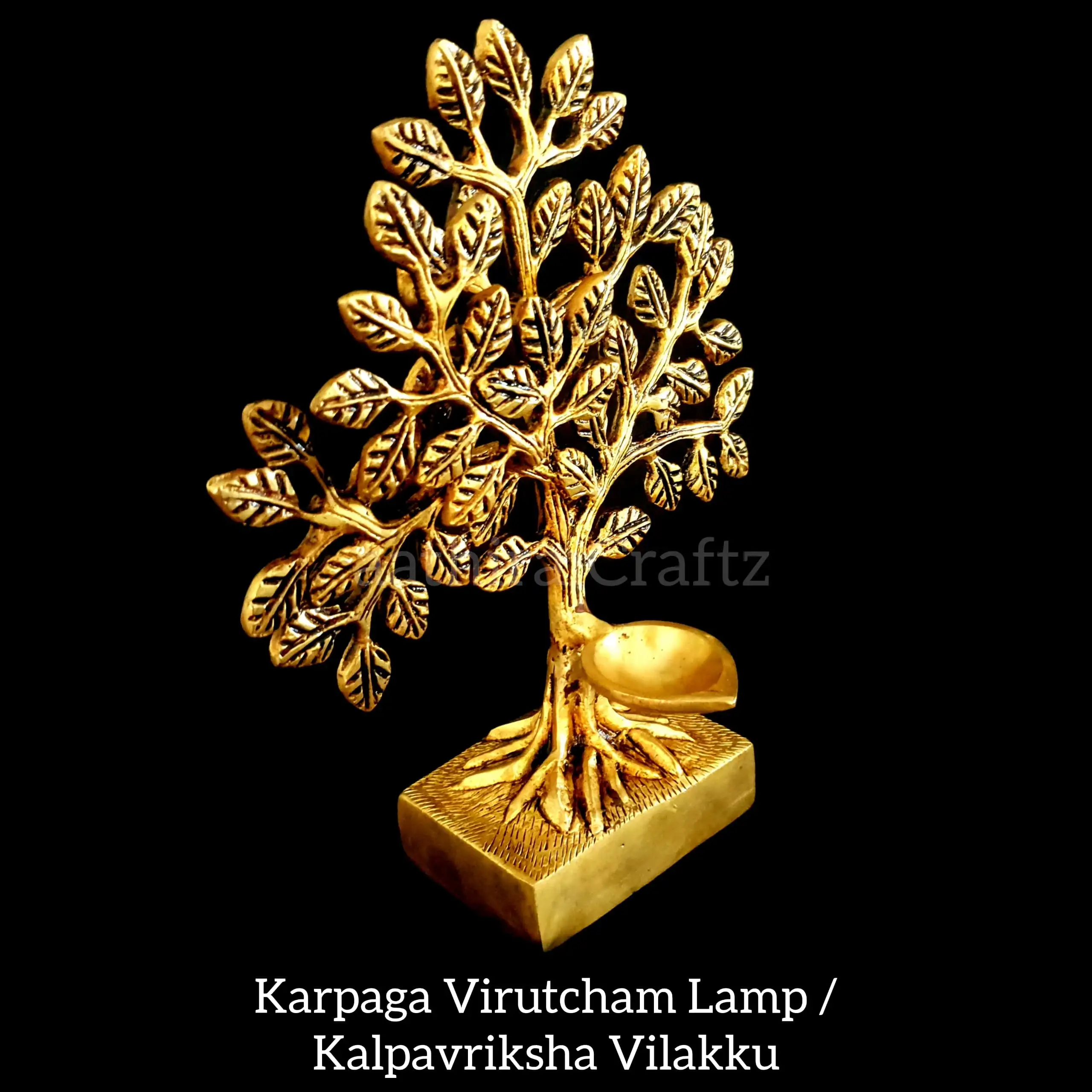 Kalpavriksha Tree / Karpaga Virutcham Lamp Brass Antique Finish - image 3