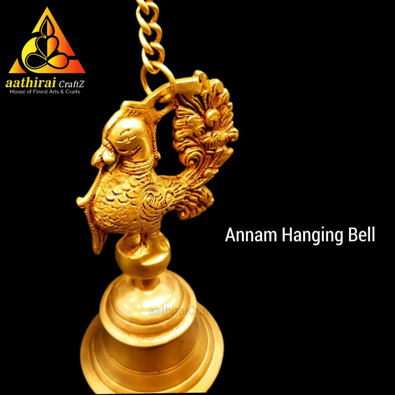 Annam Hanging Bell Brass Antique Finish - image 3