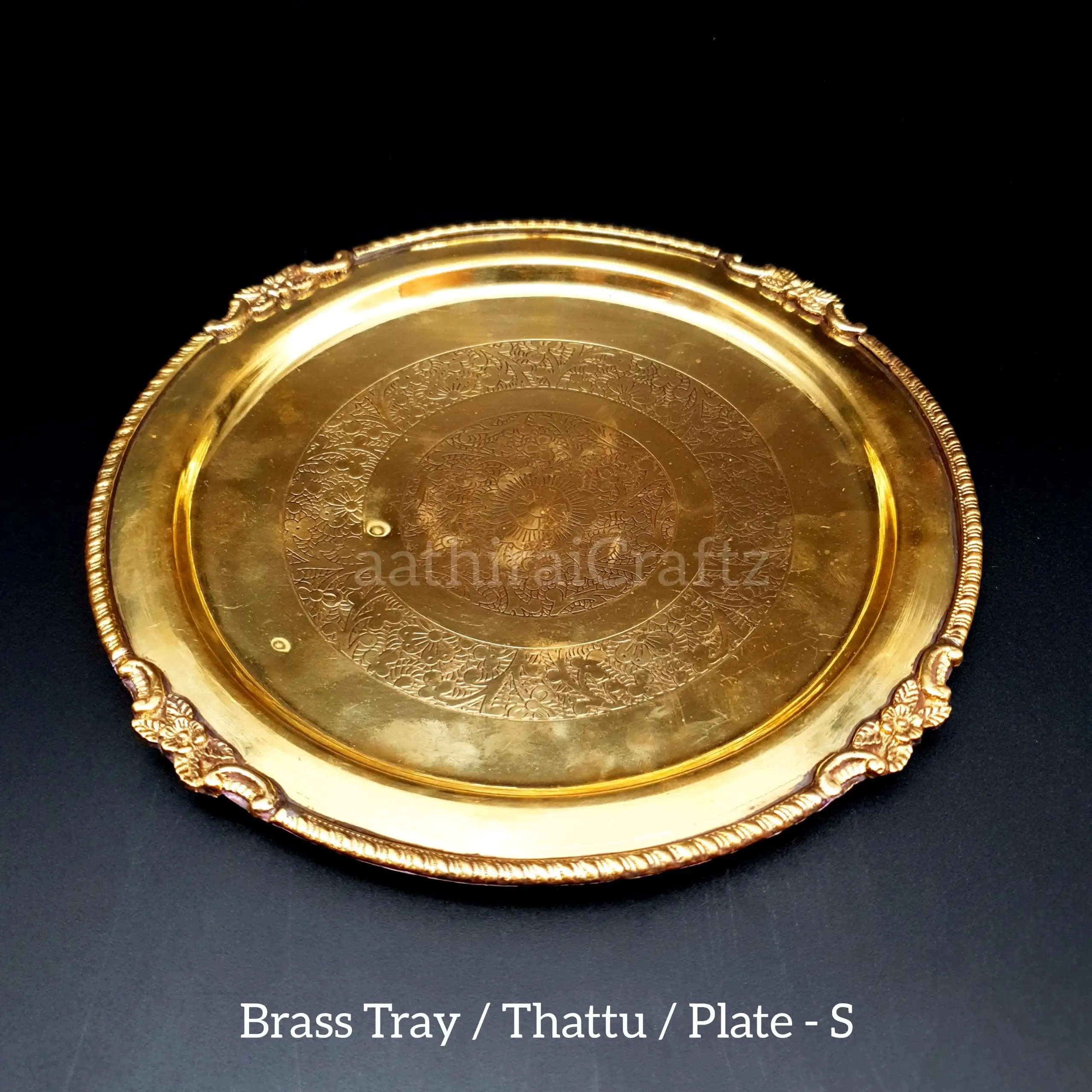 Brass Plate / Thattu / Plate  Brass Antique Finish - Small - image 3