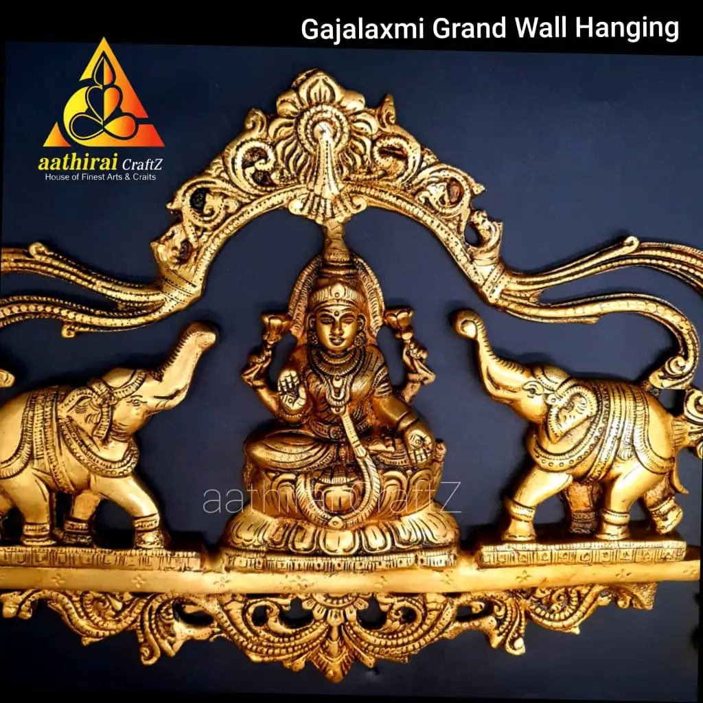 Gajalakshmi Hanging Brass Antique Finish - Master piece - image 3