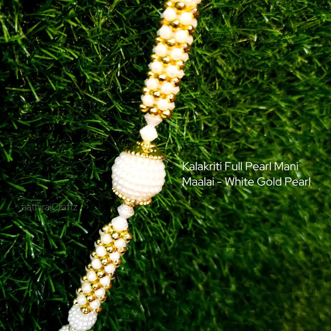 Kalakriti Full Pearl Mani Maalai -White Gold Pearl - image 3