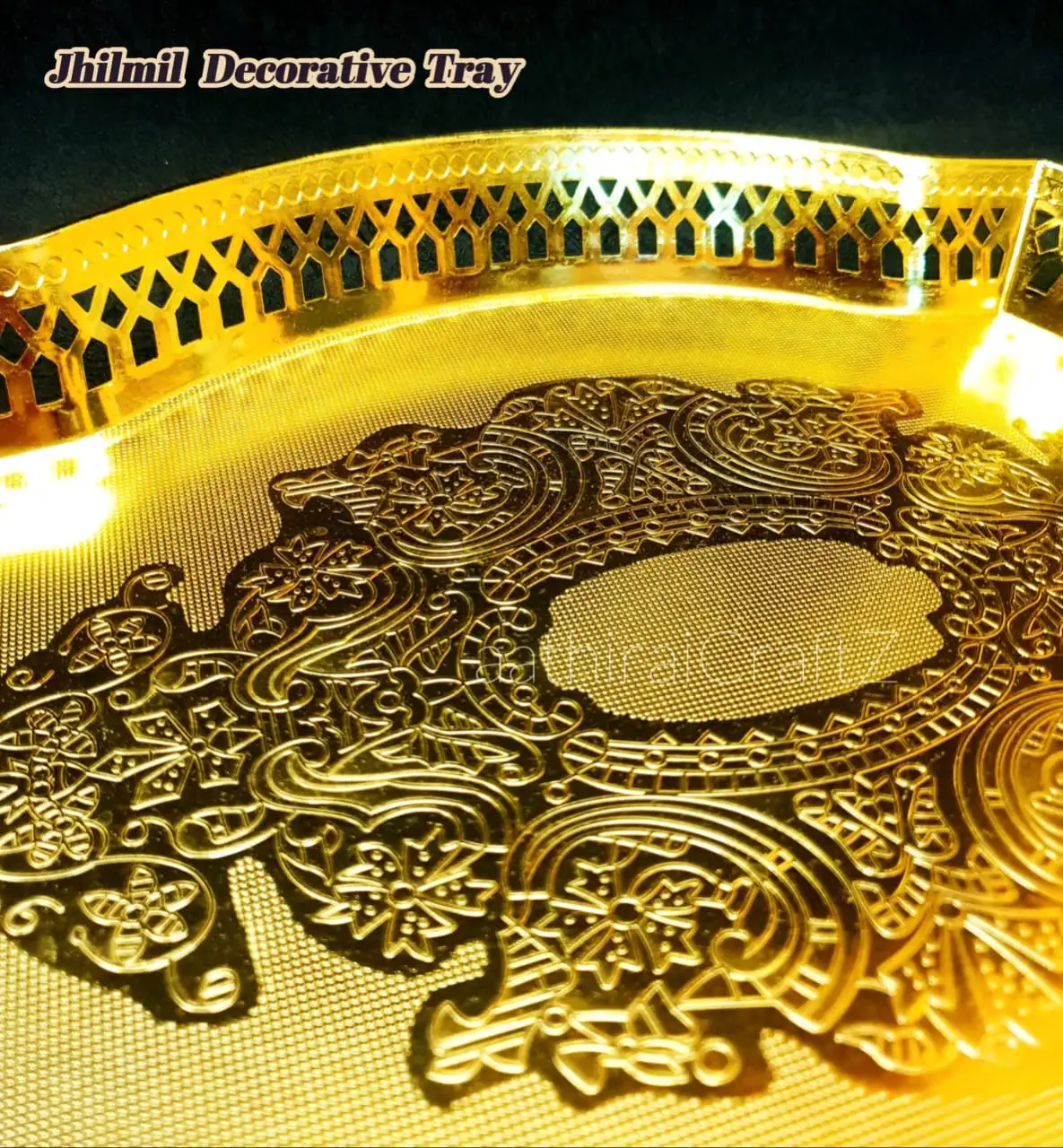 Jhilmil Golden Pooja/ Decorative Plates/ Pooja Tray - image 2