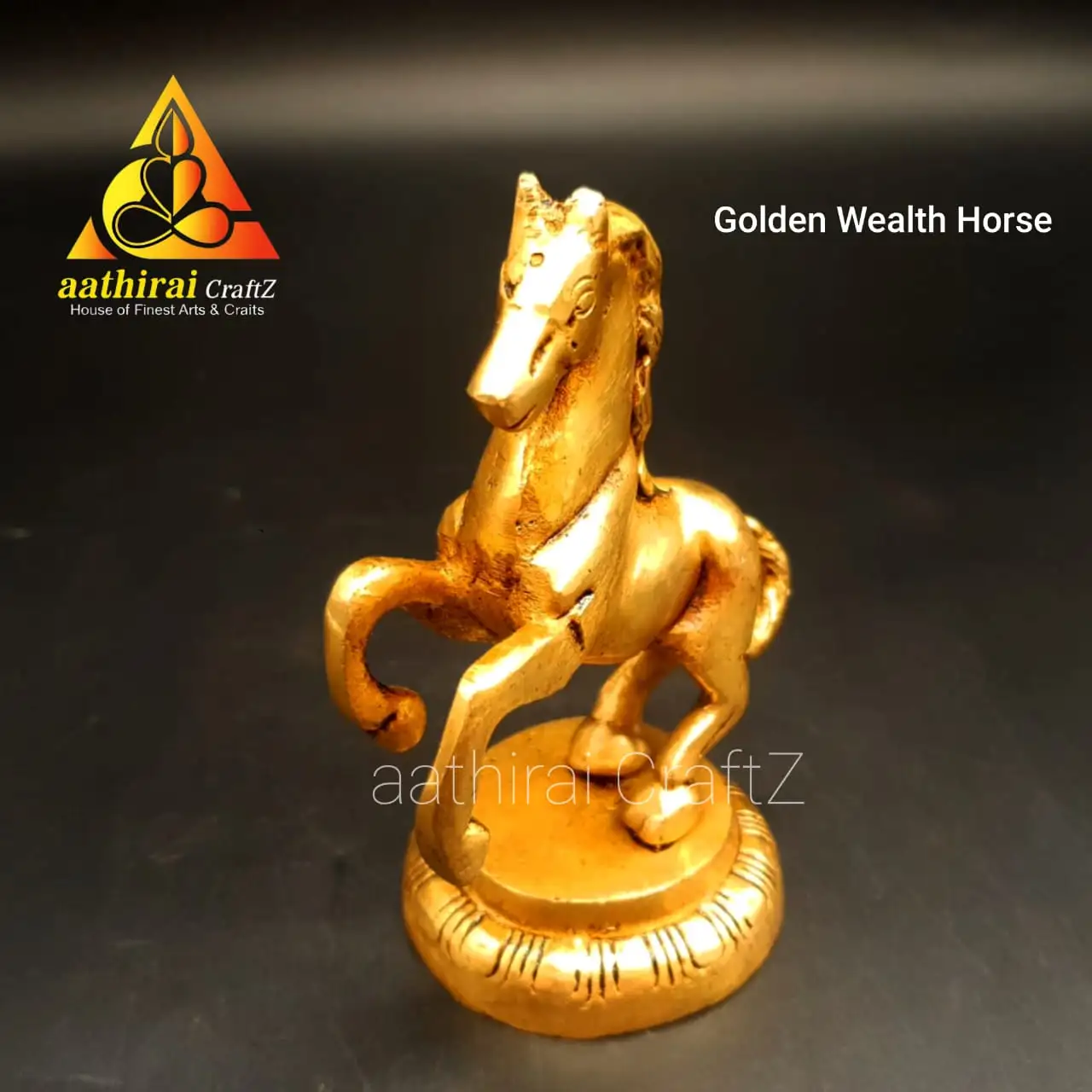 Golden Wealth Horse / Brass Wealth Kuthirai Brass Antique Finish - image 3