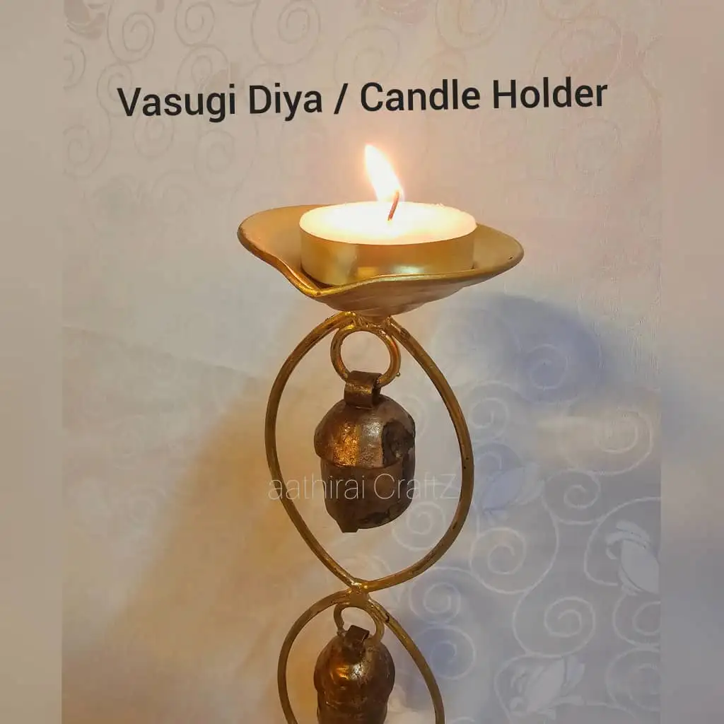 Vasugi Candle Holder with 2 Bells Modern Candle Stand for Home Deco - image 3
