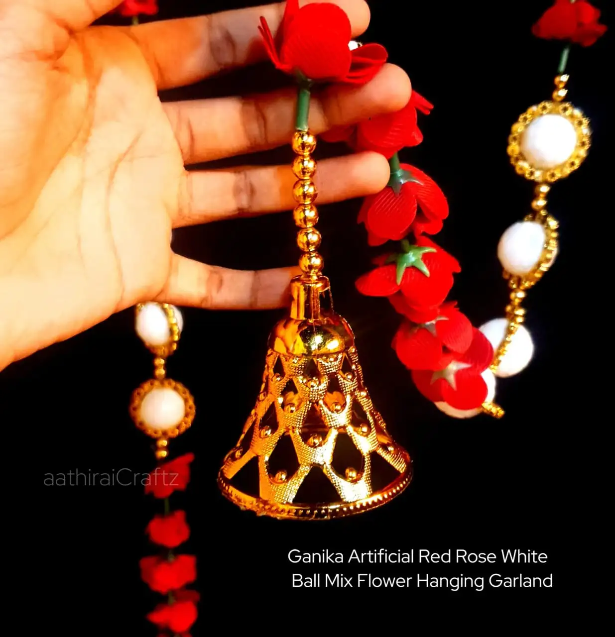 Ganika Artifical Red Rose White Ball Mix Garland - image 3
