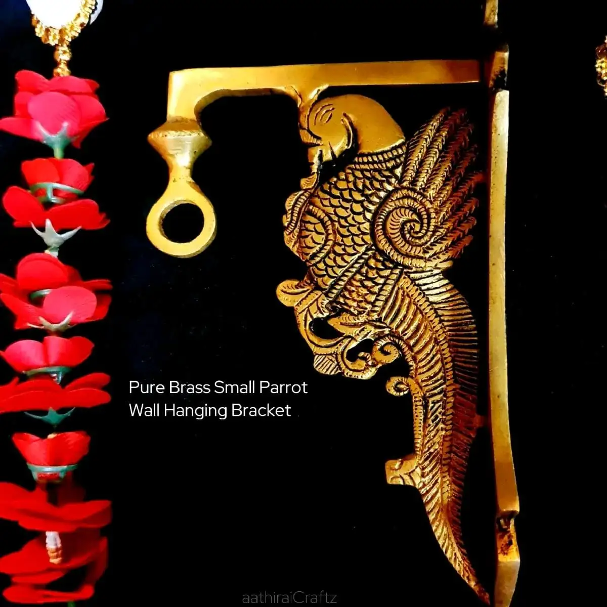 Pure Brass Small Parrot Wall Hanging Bracket Masterpiece - image 3