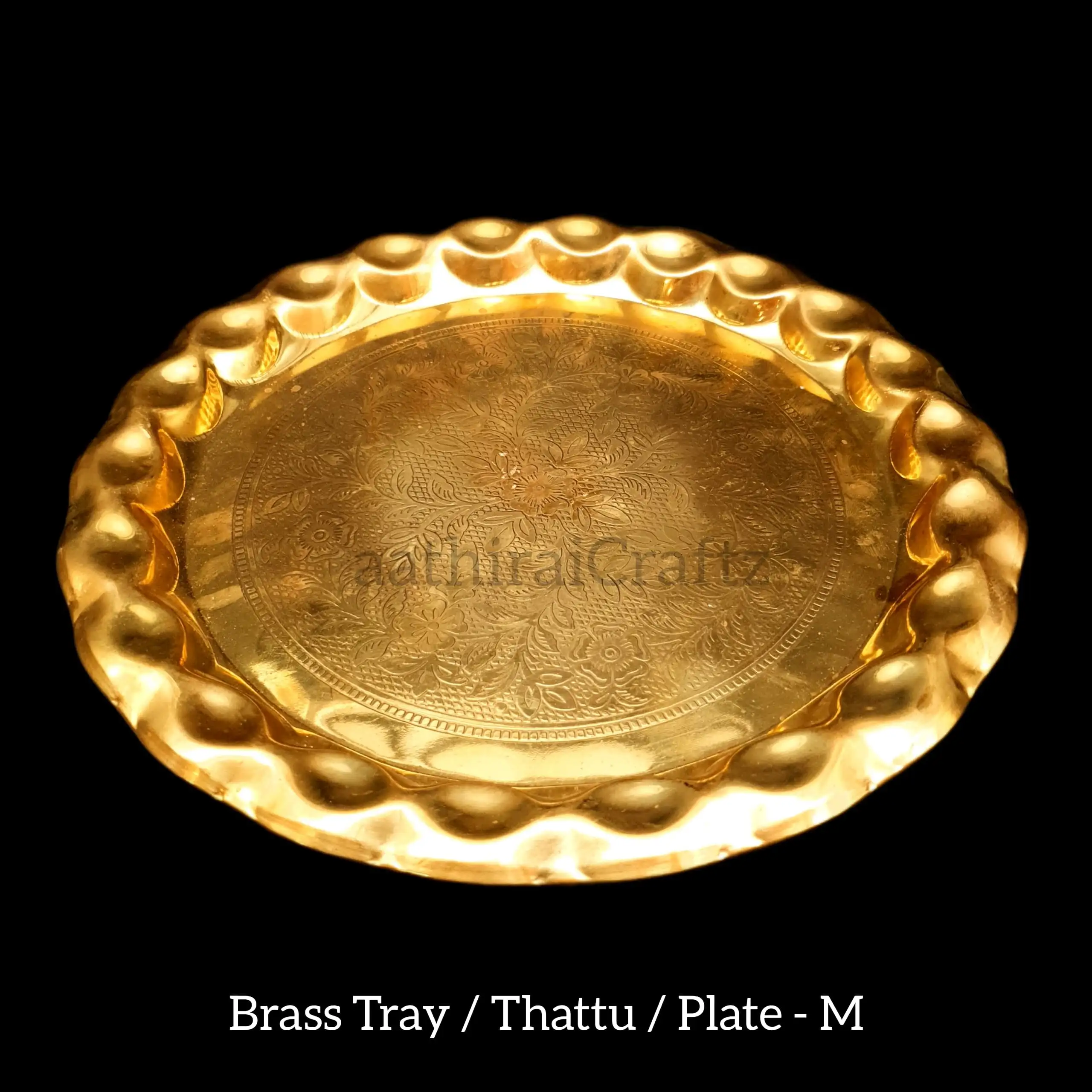 Brass Plate / Thattu / Plate  Brass Antique Finish - Medium - image 3