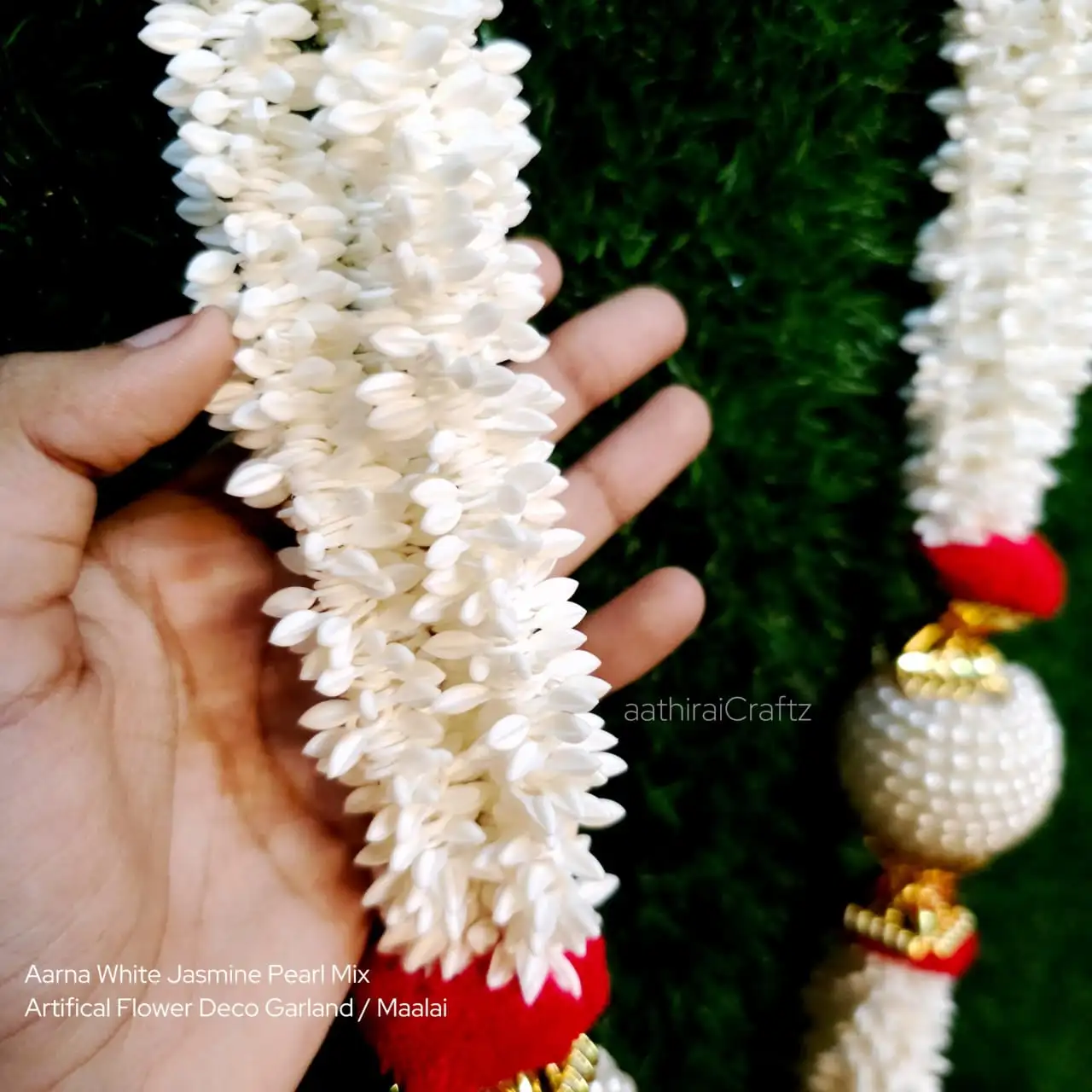Aarna White Jasmine Pearl Mix Artifical Flower Deco Garland - image 2