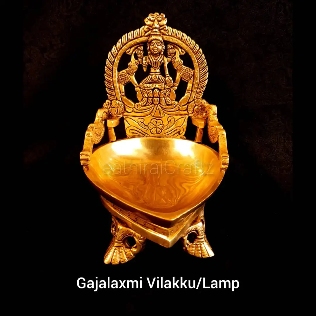 Heart Gaja Laxmi Lamp / Heart Lakshmi Lamp Brass Antique Finish - image 4