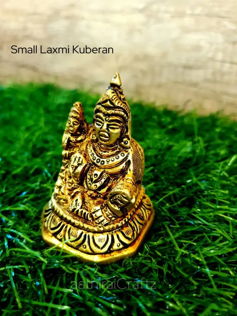 Small Laxmi Kuberan Idol Brass Antique Finish - image 3