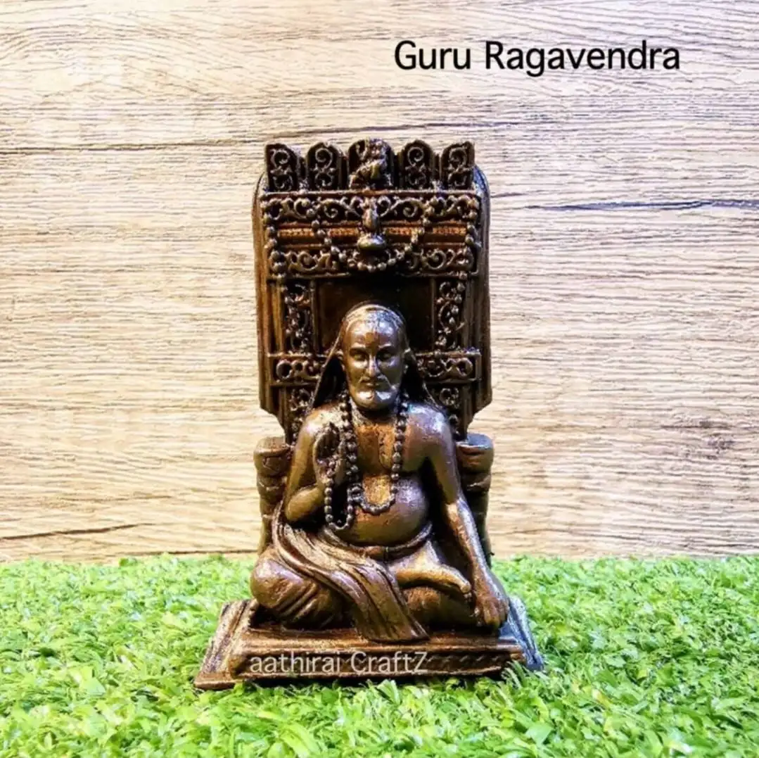 Guru Ragavendra Swami Copper Antique Finish Sculpture