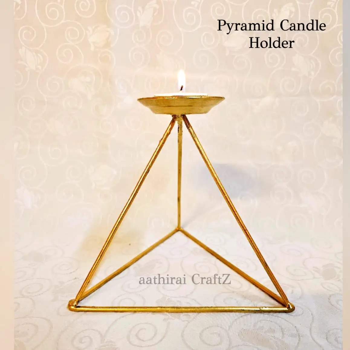 Pyramid-Diya / Candle Stand with Single Bell - image 3