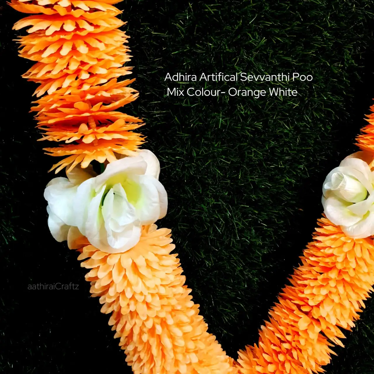 Adhira Artifical Sevvanthi Poo Mix Colour - Orange White - image 3