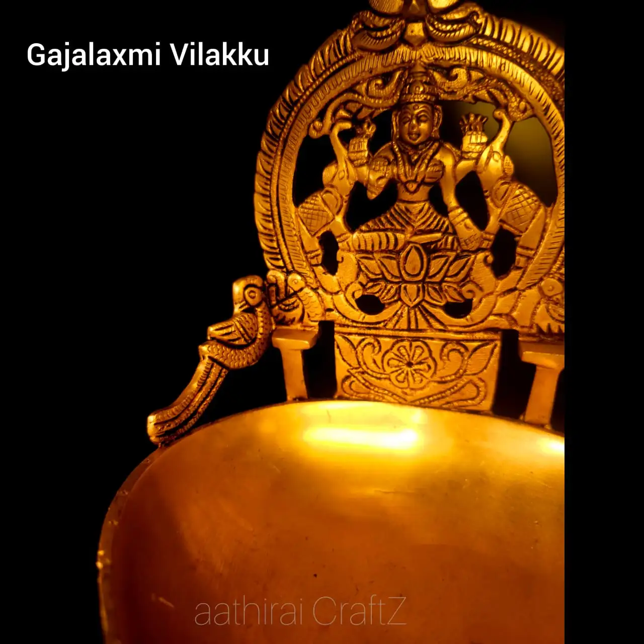 Big Heart Gaja Laxmi Lamp / Heart Lakshmi Lamp Brass Antique Finish - image 4