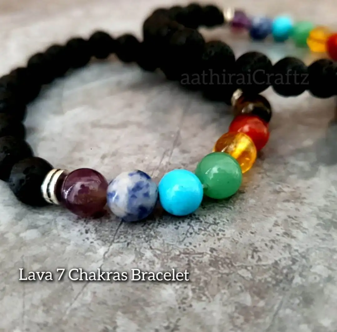 Lava 7 Chakras Bracelet / 7 Chakras Lava Stone Bracelet - image 3
