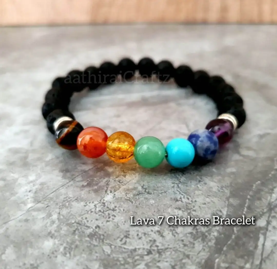 Lava 7 Chakras Bracelet / 7 Chakras Lava Stone Bracelet - image 2