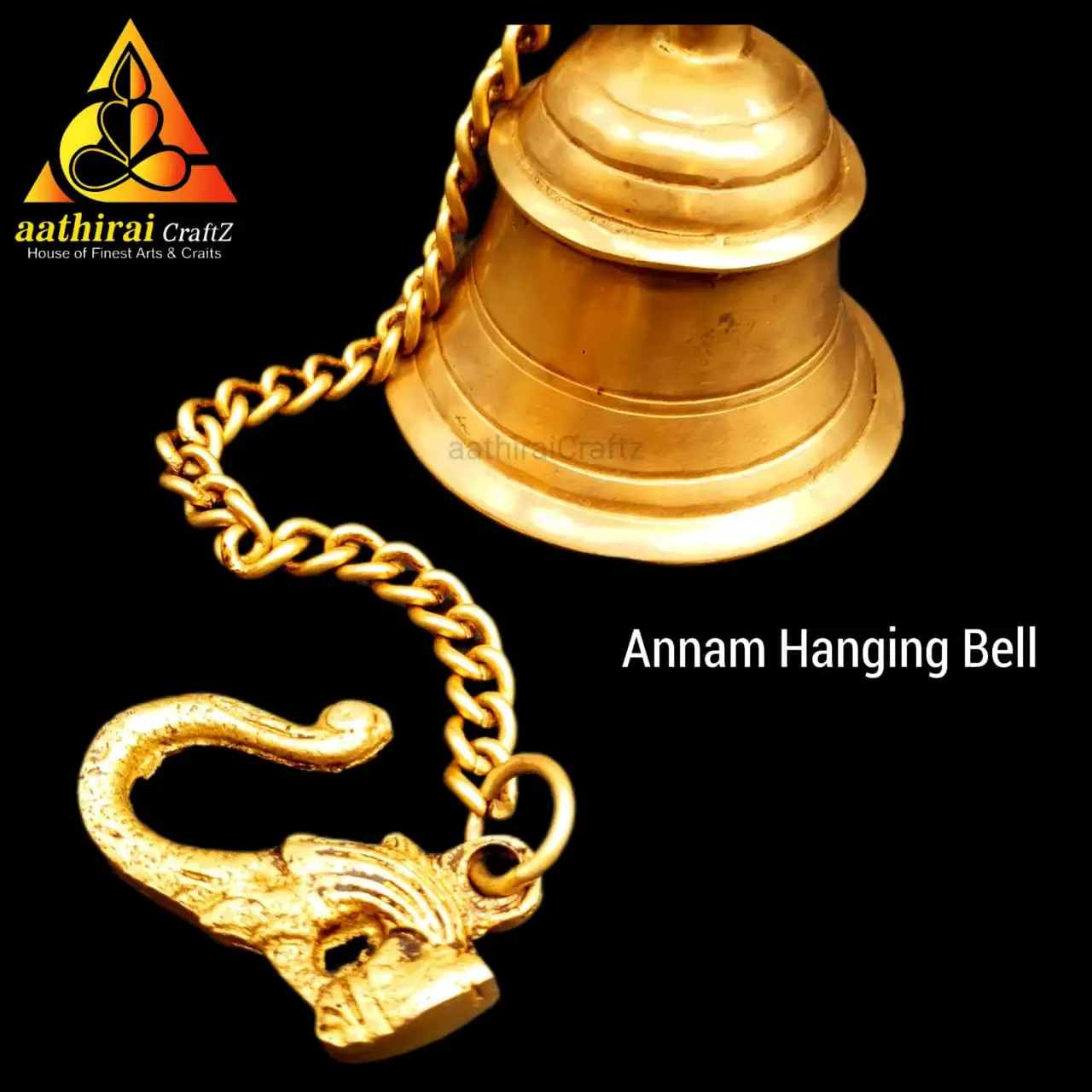 Annam Hanging Bell Brass Antique Finish - image 4