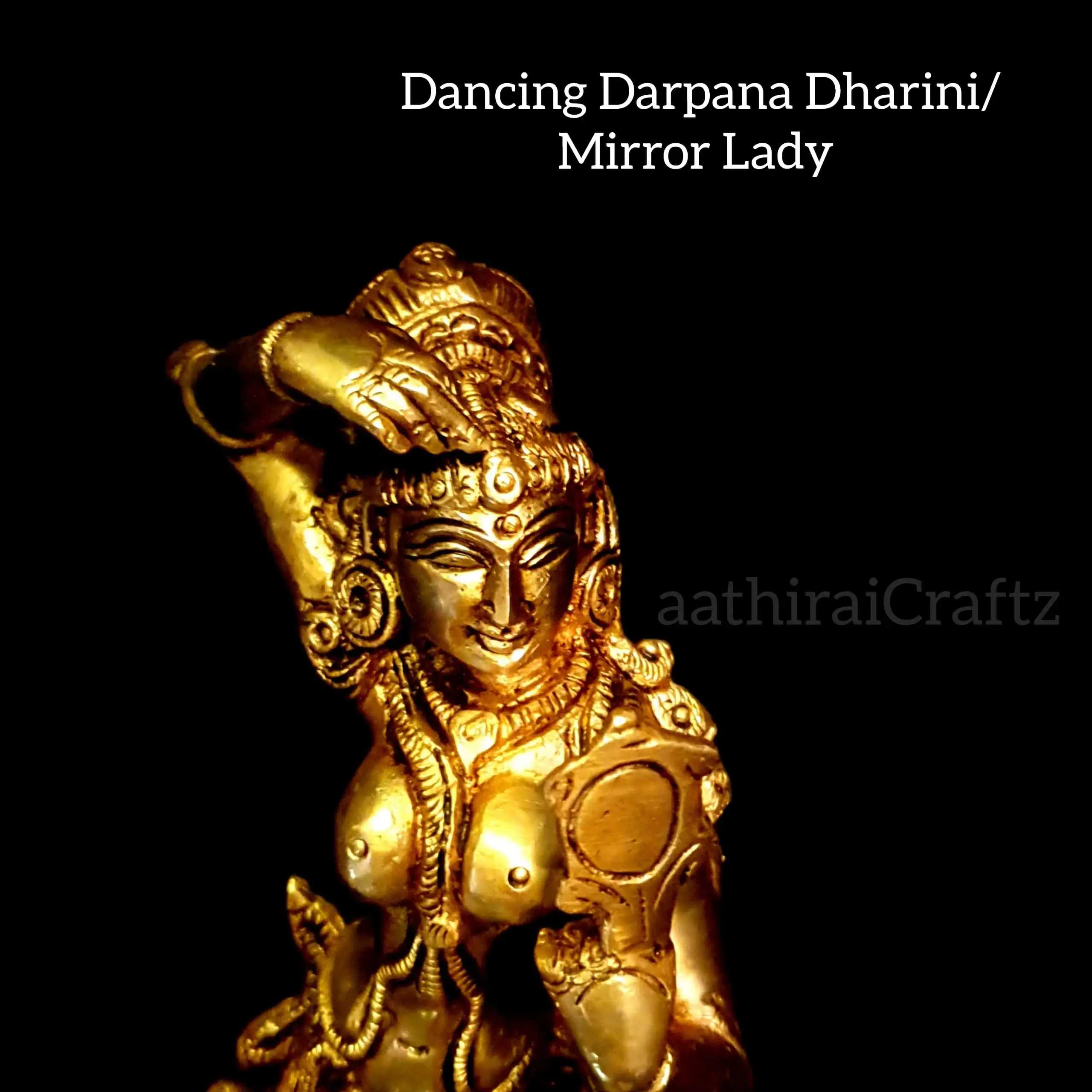 Dancing Darpana Dharini / Mirror Lady  Brass Antique Finish - image 4