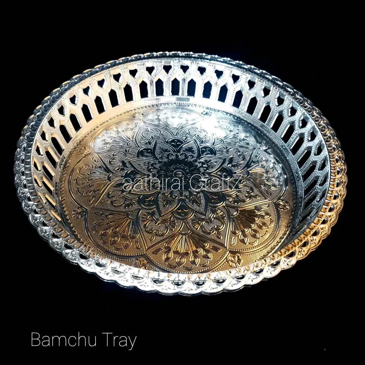 Bamchu Silver Pooja / Decorative Plate  Bamchu Silver Pooja Tray - image 4