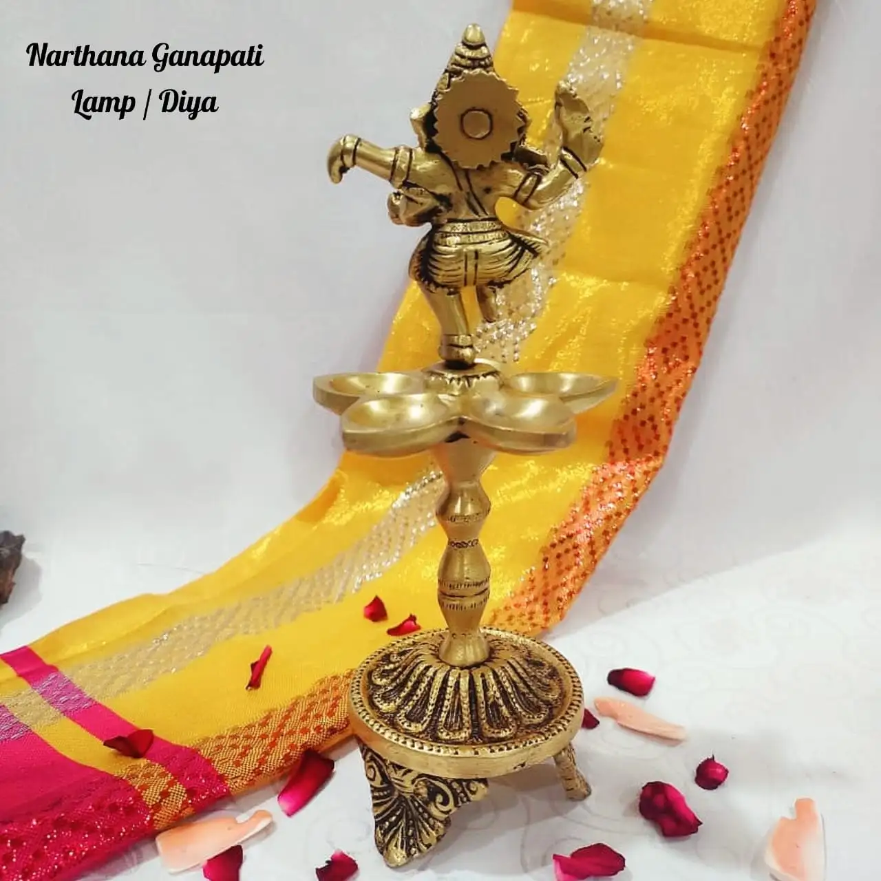 Narthana GanapathiBrass Vilakku Antique FinishGod Vinayagar / Ganesha Lamp - image 3