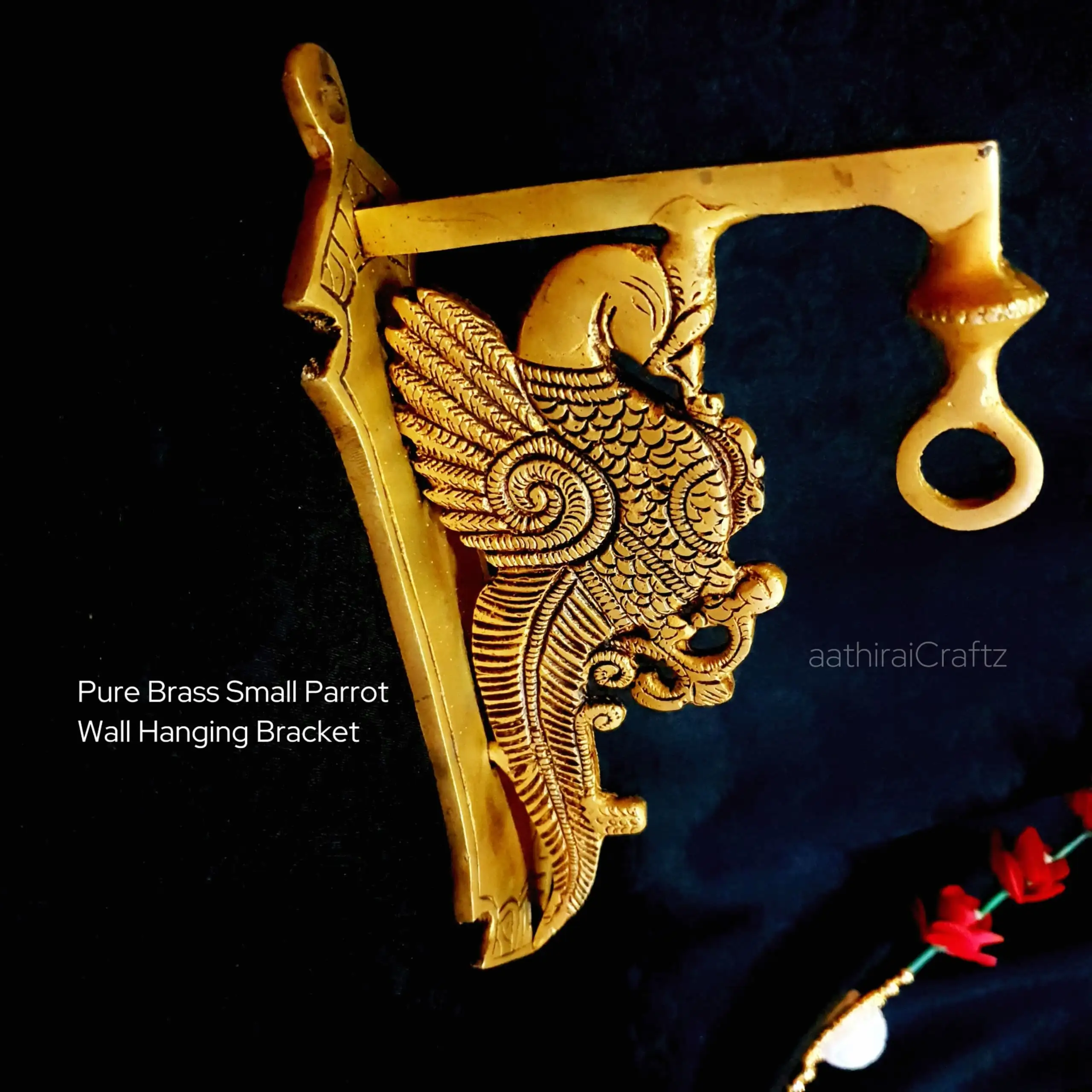 Pure Brass Small Parrot Wall Hanging Bracket Masterpiece - image 2
