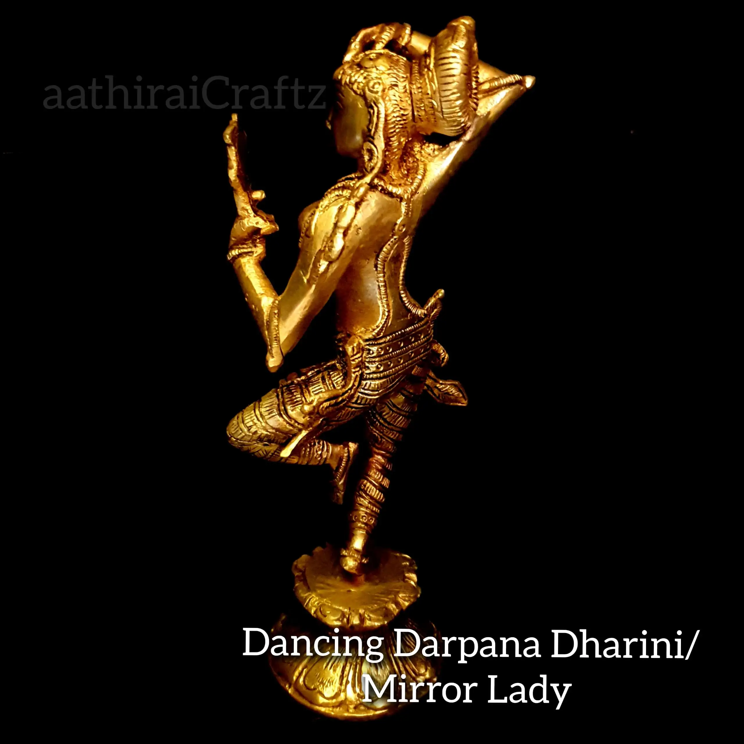 Dancing Darpana Dharini / Mirror Lady  Brass Antique Finish - image 3