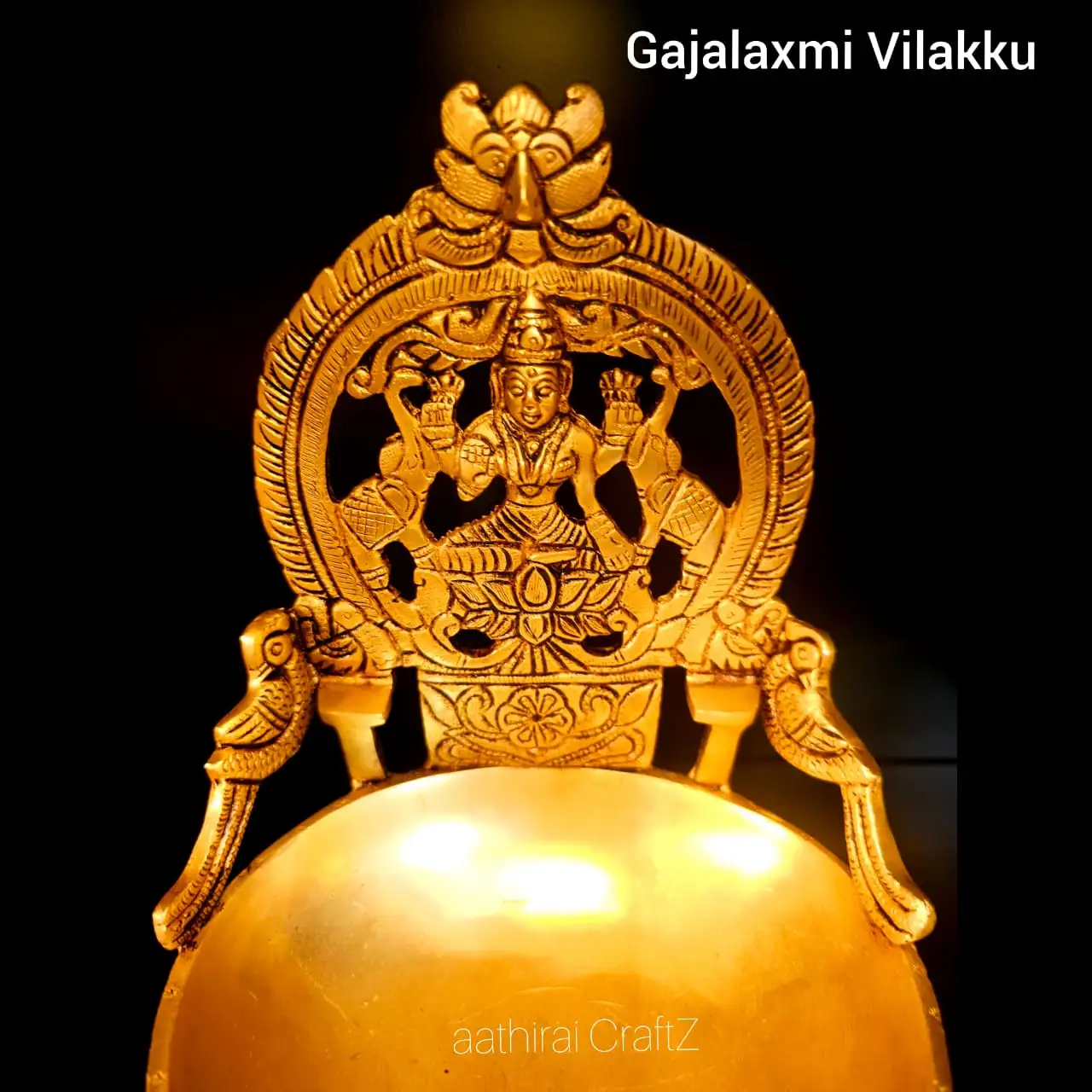 Big Heart Gaja Laxmi Lamp / Heart Lakshmi Lamp Brass Antique Finish - image 2