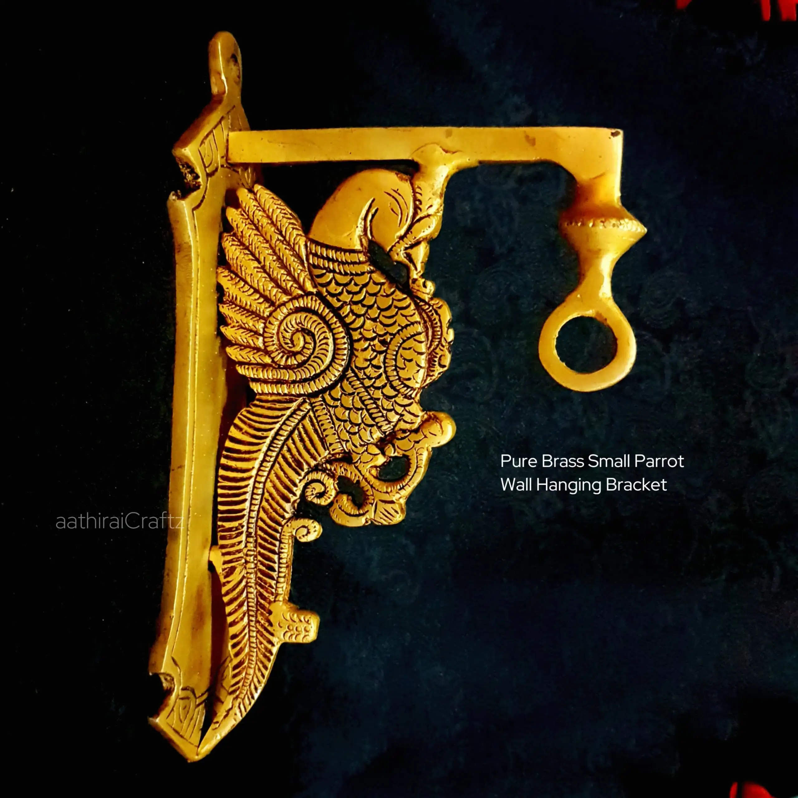 Pure Brass Small Parrot Wall Hanging Bracket Masterpiece - image 3