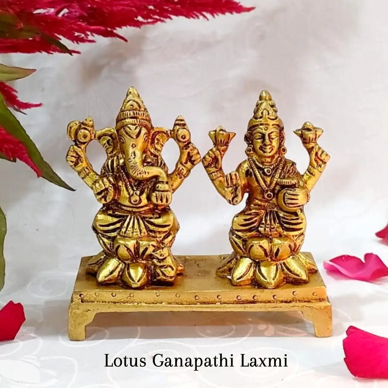 Lotus Ganapathi Laxmi  Brass Antique Finish - image 3